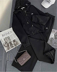 Стильний жіночий осінній базовий прогулянковий костюм прямі штани спортивна кофта худи на блискавці