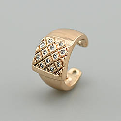 Сережка кафа Стелла 55118 розмір 15х9 мм білі фіаніти вага 2.2 г позолота 18К