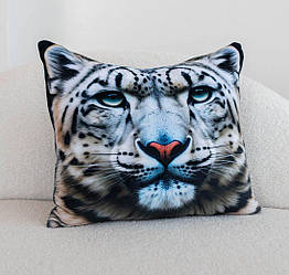 М'яка іграшка-подушка Сніжний барс 3D обіймашка антистрес 30см