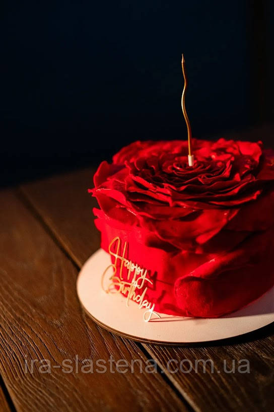 Червоний торт троянда, фото 1