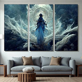 Модульна картина на полотні Абстракція Тантра Йога 90х60 з 3-х частин