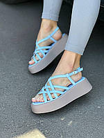 Босоніжки жіночі на потовщеній підошві блакитні 36 37 38 39 40