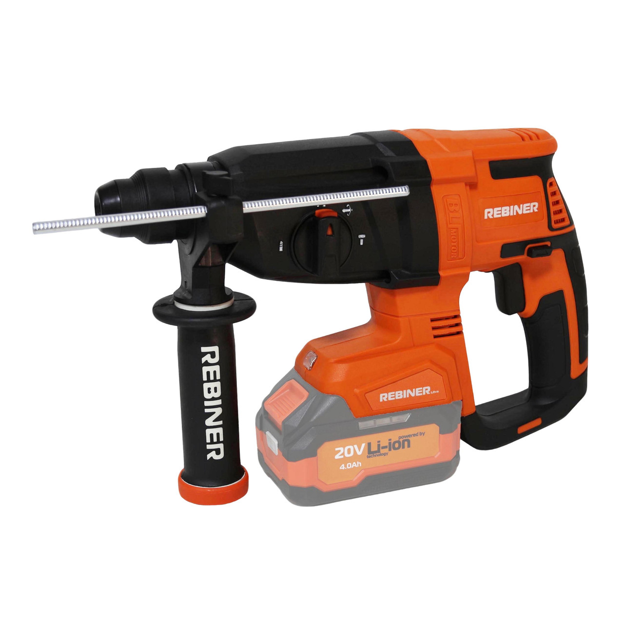 Безщітковий акумуляторний перфоратор 2.6 Дж Rebiner RBHA26-20Li (без АКБ та ЗП), фото 1