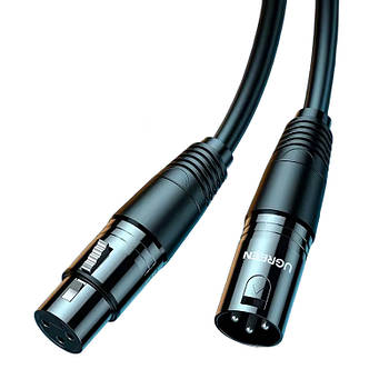 Мікрофонний кабель XLR Male to Female 3-pin UGREEN AV130 Cannon шнур подовжувач для мікшера підсилювача 1 метр