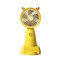 Портативный аккумуляторный мини-вентилятор с держателем для телефона Желтый