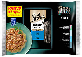 Sheba паучи для кішок 85г*4шт (рибне асорті в соусі)