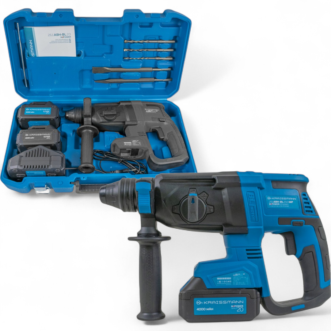 Перфоратор акумуляторний KRAISSMANN 261 ABH-BL 20/2 MP (20В, 4 А/г, Безщітковий, КЕЙС, НІМЕЧЧИНА)