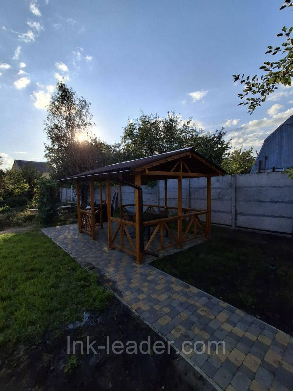 Дерев'яна альтанка 4 на 3 м, розбірна (на 14-16 осіб) "Простір", фото 1