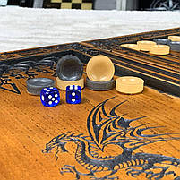 Нарди дерев'яні подарункові довгі та короткі нарди Дракон 46×23 см, фото 7