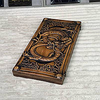 Нарди дерев'яні подарункові довгі та короткі нарди Дракон 46×23 см, фото 5