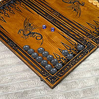 Нарди дерев'яні подарункові довгі та короткі нарди Дракон 46×23 см, фото 9