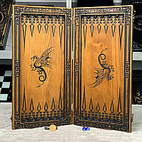 Нарди дерев'яні подарункові довгі та короткі нарди Дракон 46×23 см, фото 2