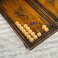 Нарди дерев'яні подарункові довгі та короткі нарди Дракон 46×23 см, фото 8