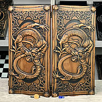 Нарди дерев'яні подарункові довгі та короткі нарди Дракон 46×23 см, фото 3