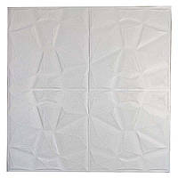 Самоклеюча декоративна 3D панель потолочна, стiнова бiла "кришталева геометрiя" 700x700x2мм