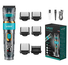 Акумуляторна машинка для стрижки волосся VGR V-695 від USB 2600 mAh, зелений, фото 3