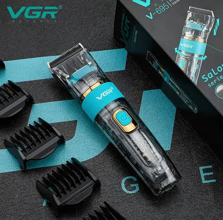 Акумуляторна машинка для стрижки волосся VGR V-695 від USB 2600 mAh, зелений, фото 1