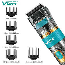 Акумуляторна машинка для стрижки волосся VGR V-695 від USB 2600 mAh, зелений, фото 2