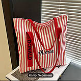 Шопер-сумка смугаста з принтом Дональда, 31/29 см, фото 3