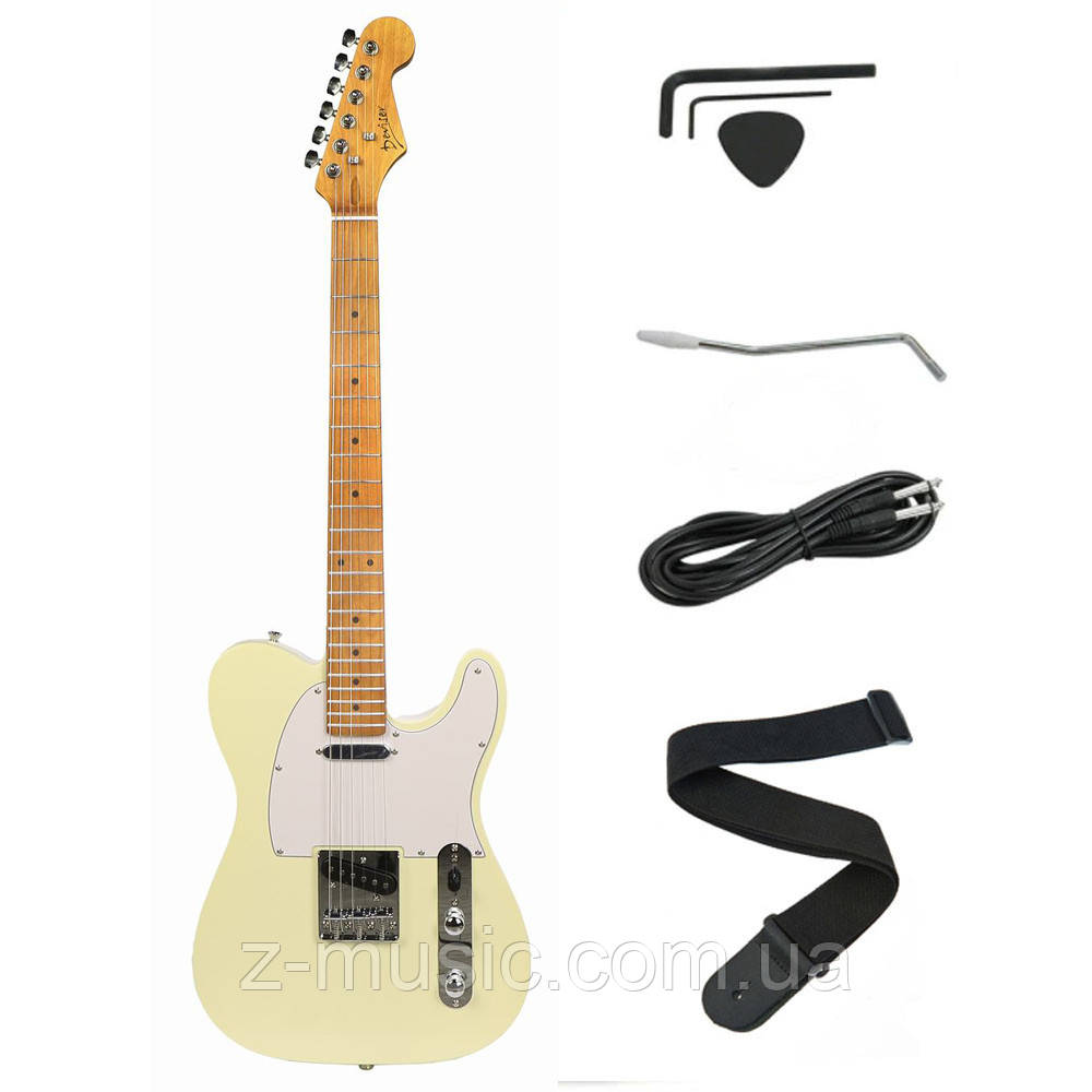 Електрогітара Deviser L-TE YL (кабель, ремінь, медіатор, ключі, тремоло), фото 1