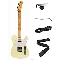 Електрогітара Deviser L-TE YL (кабель, ремінь, медіатор, ключі, тремоло)