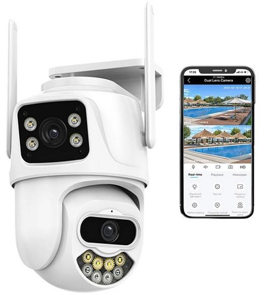 IP Camera P7-QQ6 2 незалежних об'єктива 3MPx+3MPx (ICSee APP), фото 1