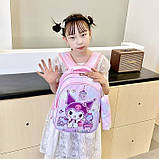 Рюкзак дитячий шкільний портфель Куроми Kuromi рожевий, фото 4