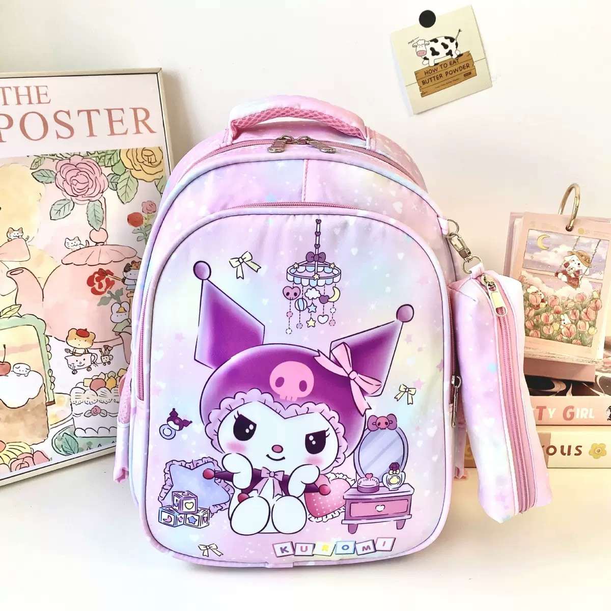 Рюкзак дитячий шкільний портфель Куроми Kuromi рожевий, фото 1