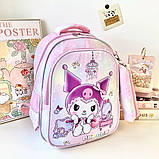 Рюкзак дитячий шкільний портфель Куроми Kuromi рожевий, фото 7