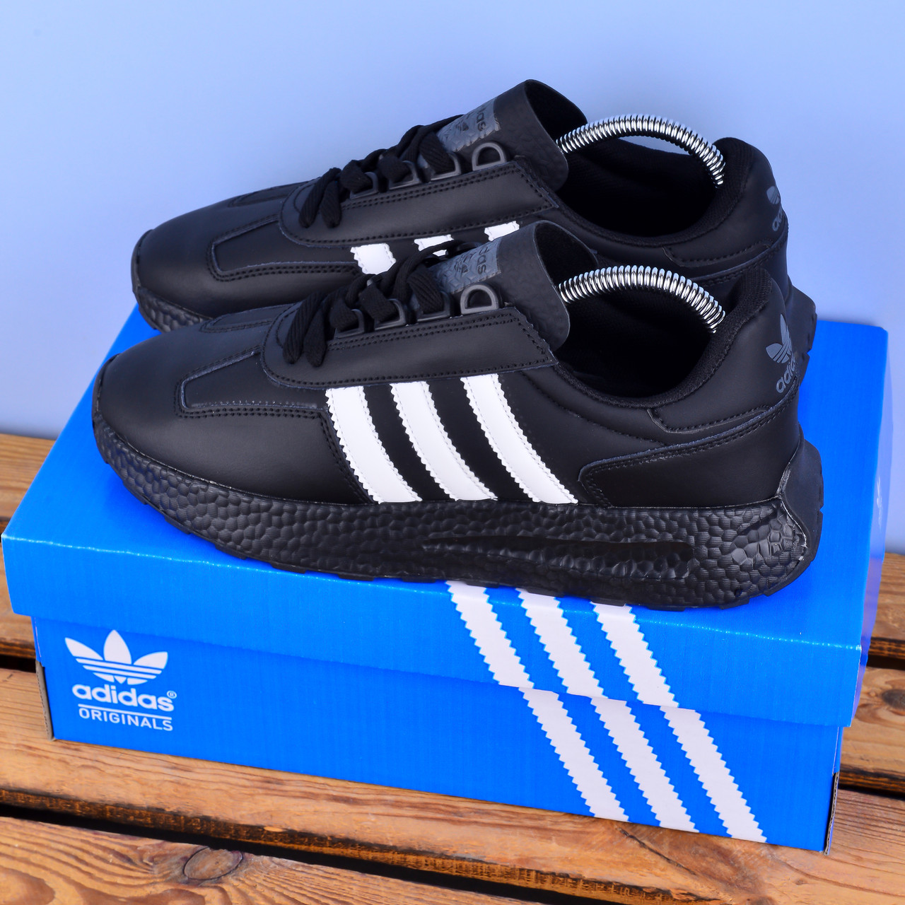 АКЦІЯ Кросівки Adidas Retropy чорні шкіряні, фото 1