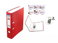 Папка реєстратор для документів об'ємна із кільцевим механізмом червона. 2 отвори. Файли та папки.