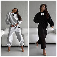 Жіночий теплий спортивний костюм на флісі. Розміри: 42-44, 46-48. Колір: чорний, меланж.