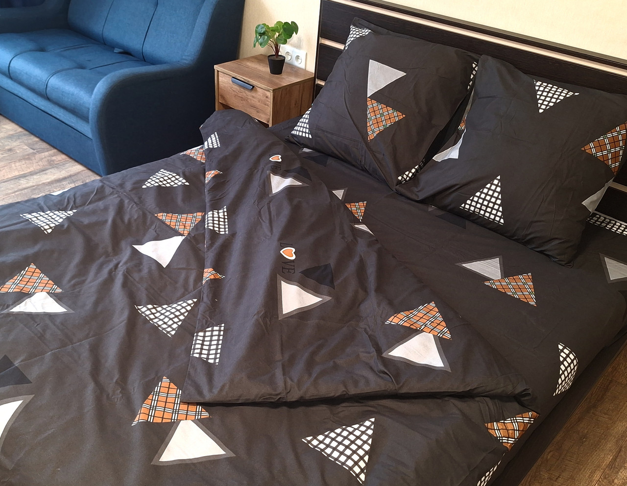 Набір постільної білизни Велюр № в550 Євро 220х240, на кнопках, фото 1