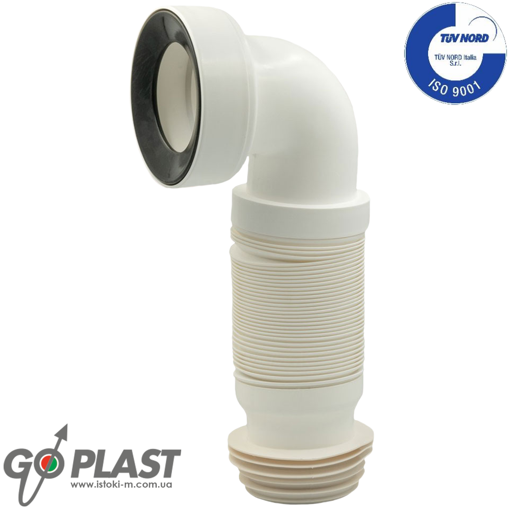 Гофра для унітаза кутова довжина розтягнення L = 290÷590 мм з ущільнювачем GO-MAGIC LUX 1024ELBOW1.NI GoPlast, фото 1