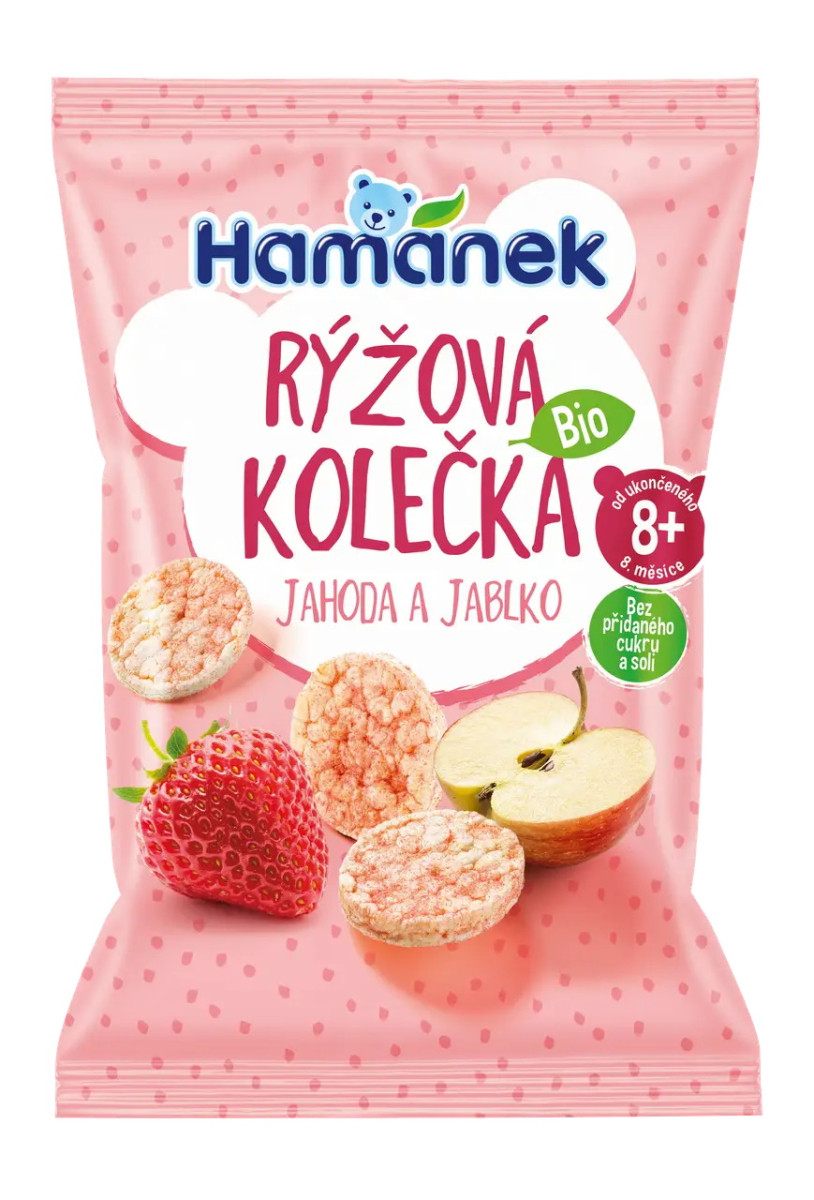Рисові хлібці Hamanek з полуницею та яблуком з 8 місяців, 35г (Хаменек), фото 1