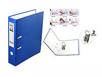 Папка реєстратор для документів об'ємна із кільцевим механізмом синя. 2 отвори. Файли та папки.
