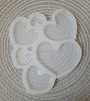 Силіконовий молд для льодяників ізомальту та шоколаду Серця на 6 осередків