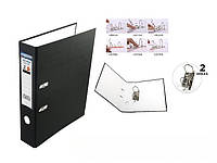 Папка реєстратор для документів об'ємна із кільцевим механізмом чорна. 2 отвори. Файли та папки.
