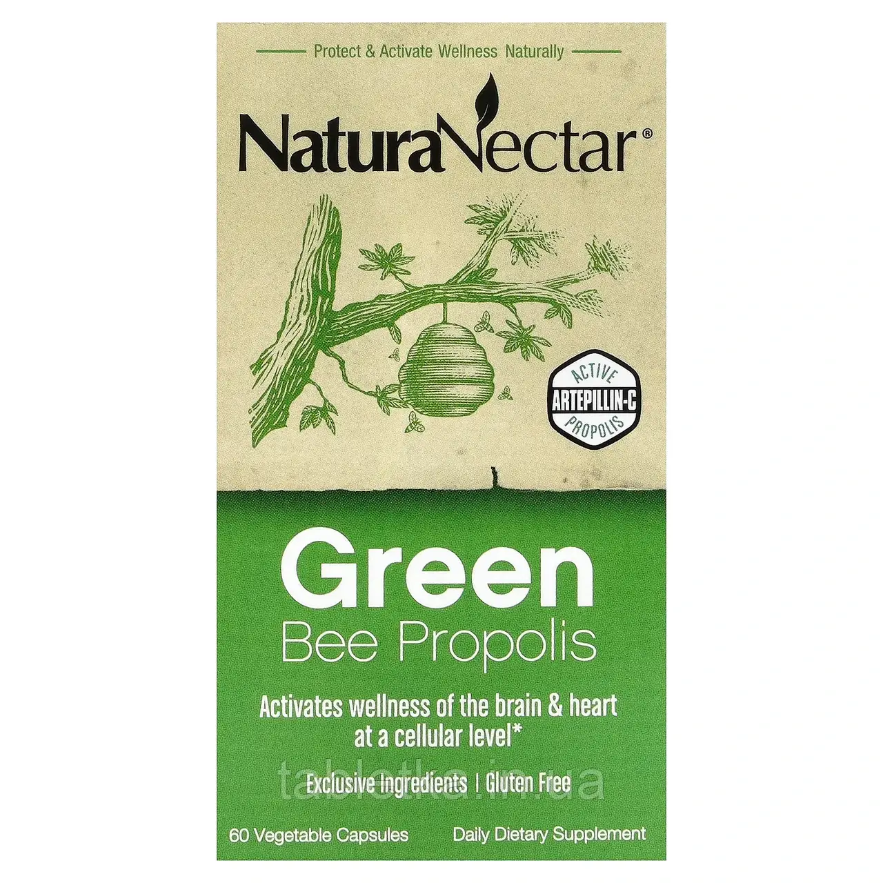 NaturaNectar, Green Bee Propolis, 60 капсул вегетаріанських Дніпро