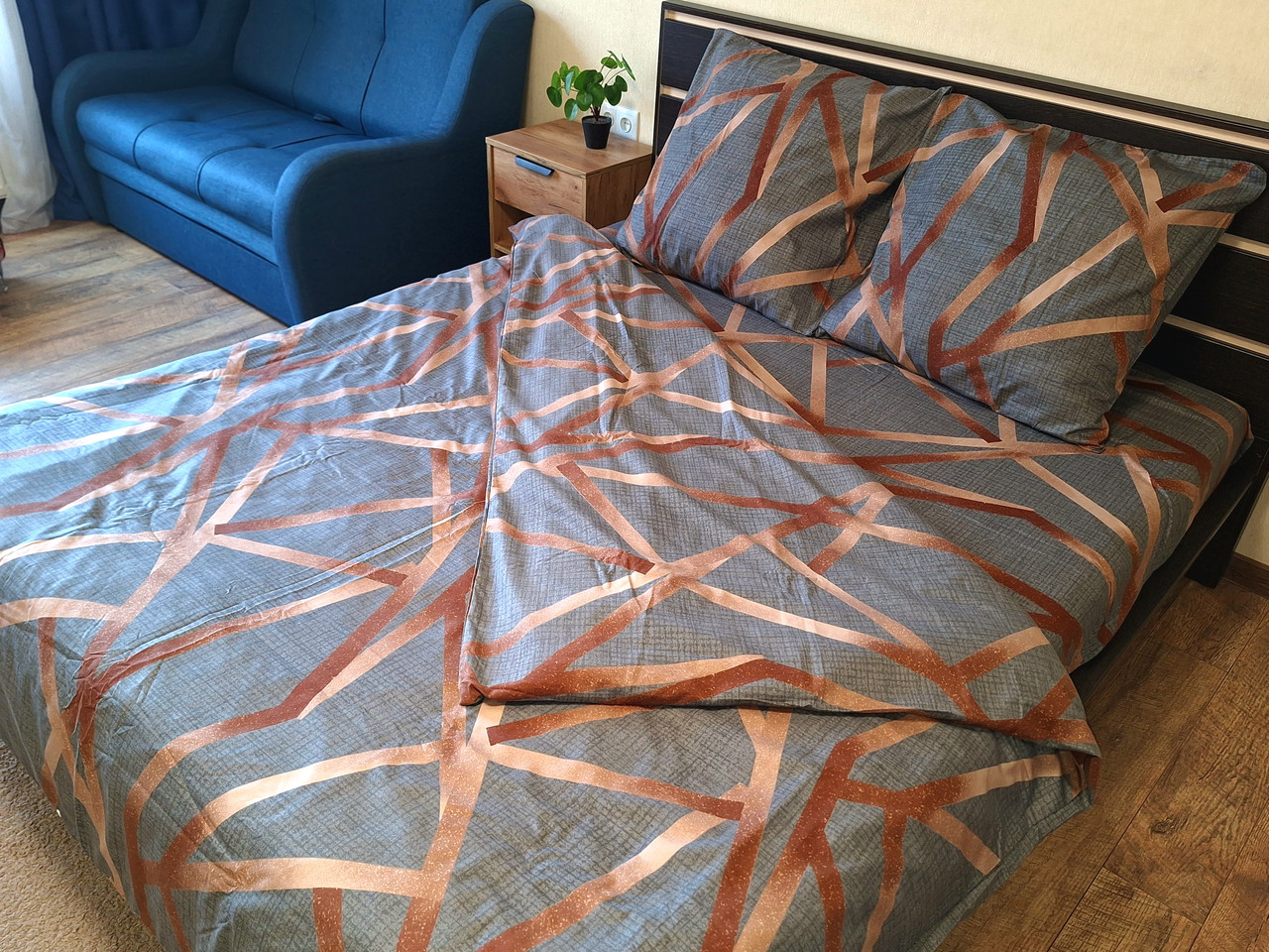 Набір постільної білизни Велюр № в564 Подвійний 200х220, на кнопках