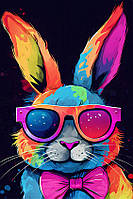 Алмазна вишивка. Картина на підрамнику Стильний зайчик, 40х60 см, квадратні стрази