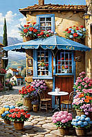 Діамантова вишивка. Картина на підрамнику Кафе на розі вулиць, 40х60см, квадратні стрази