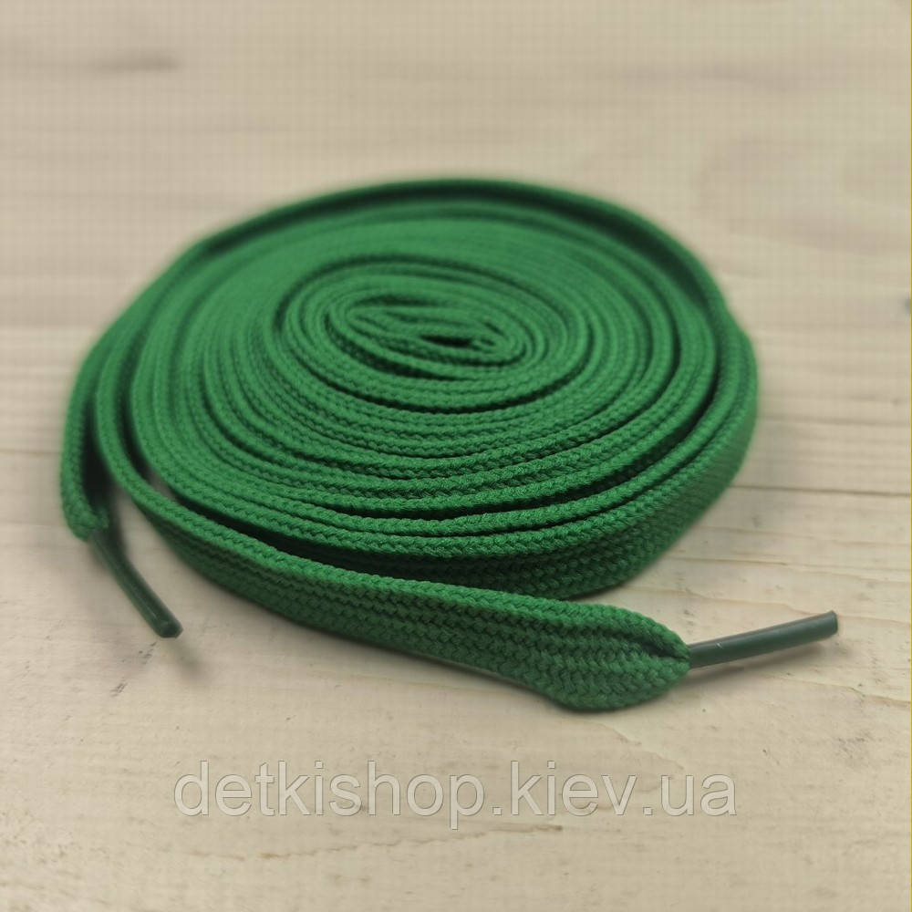 Шнурки для взуття плоскі 8мм, довжина 120 см 2 шт. зелені, фото 1