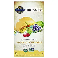 Garden of Life, MyKind Organics, веганський вітамін D3, зі смаком малини та лимона, 2000 МО, 30 вегетаріанських Дніпро