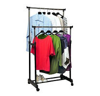 Підлогова вішалка для одягу MINI Double Pole, компактна, легка, збірна, на колесах