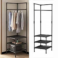 Кутова підлогова вішалка для одягу з 3 полицями 180x45x45 см для передпокою і зберігання речей