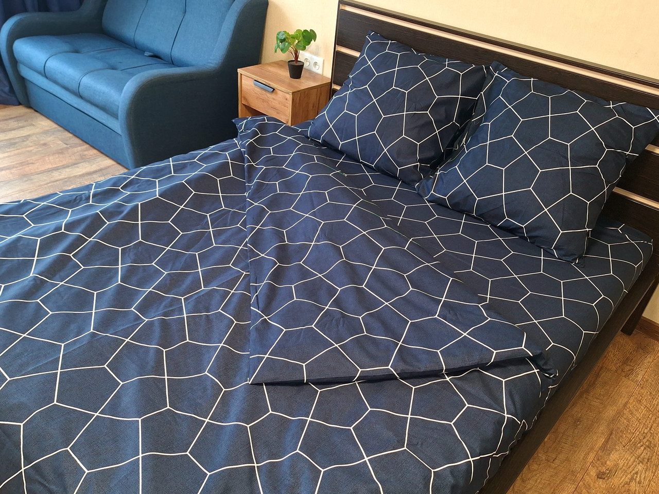 Набір постільної білизни Велюр № в475 Полуторний 150х220, на кнопках, фото 1