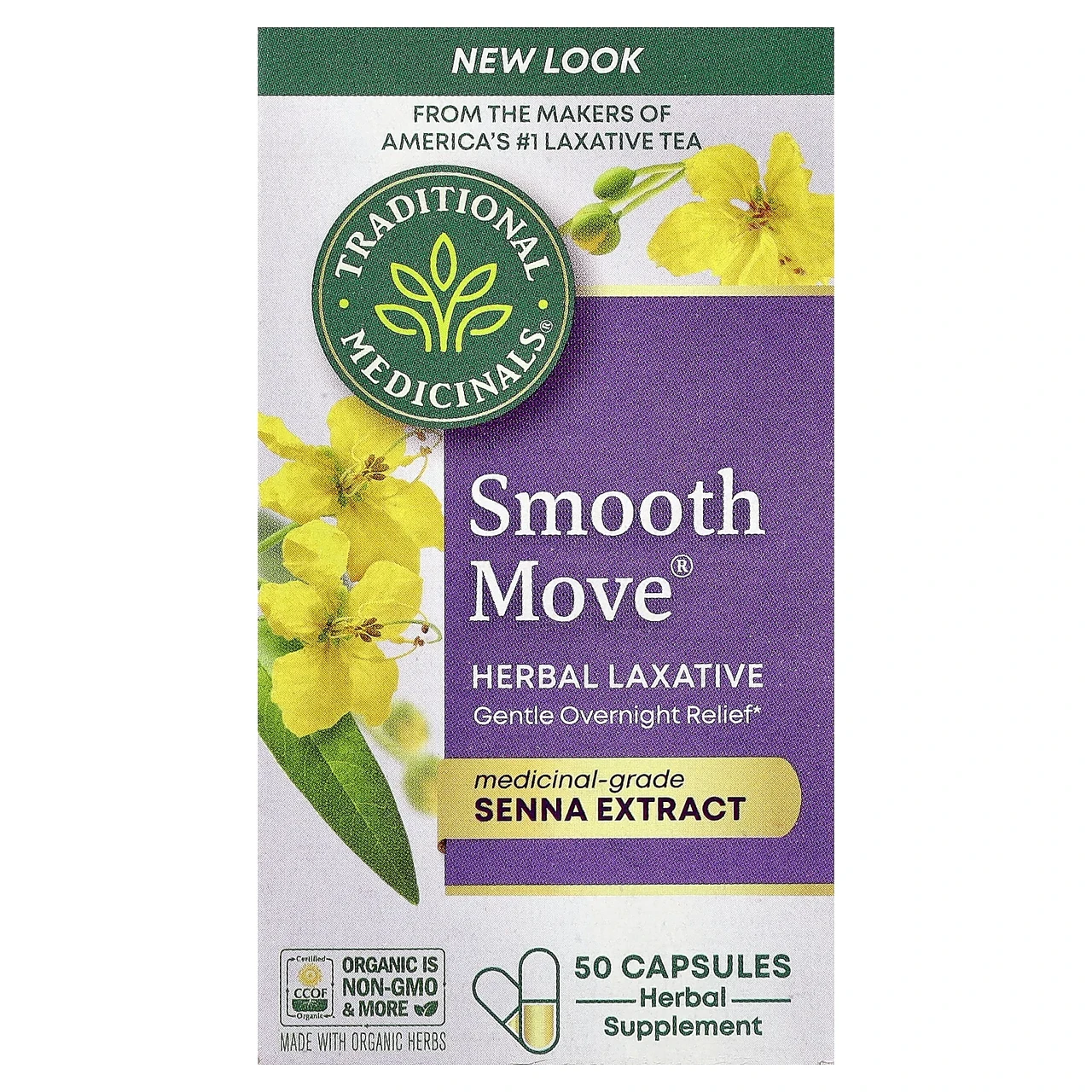 Traditional Medicinals, Smooth Move Capsules, сенна, 50 капсул, Київ, фото 1