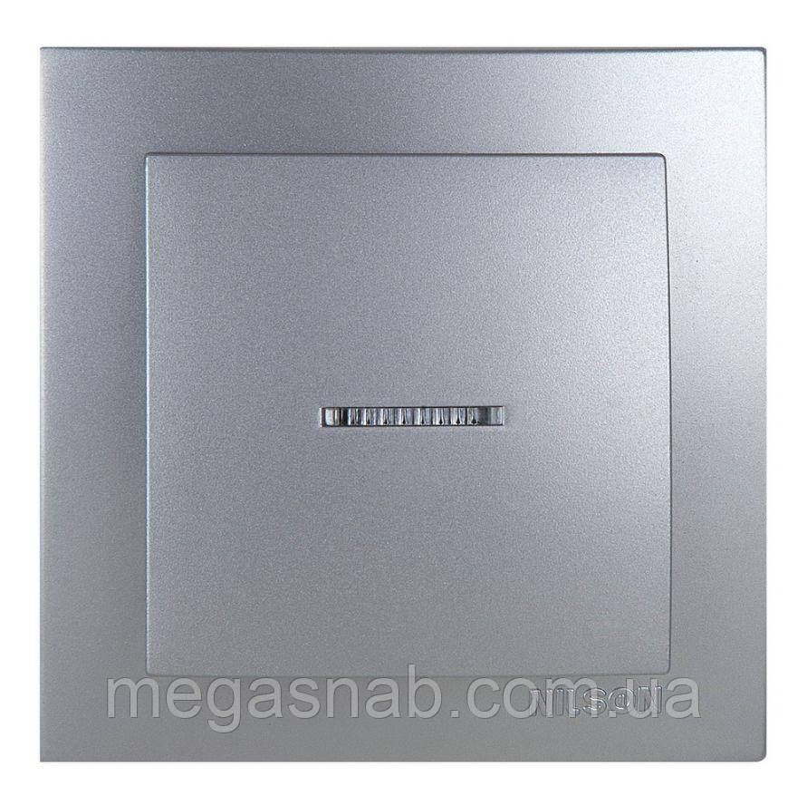 Вимикач 1 клів із підсв. Touran срібло, фото 1