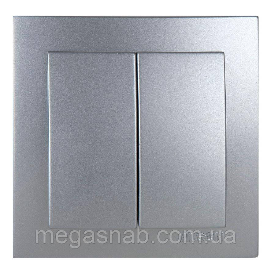 Вимикач 2 клов Touran срібло, фото 1